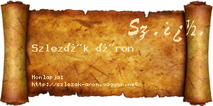 Szlezák Áron névjegykártya